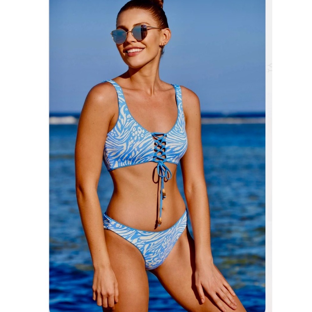 Maaji Blue Bell Reversible Bikini Bottoms.